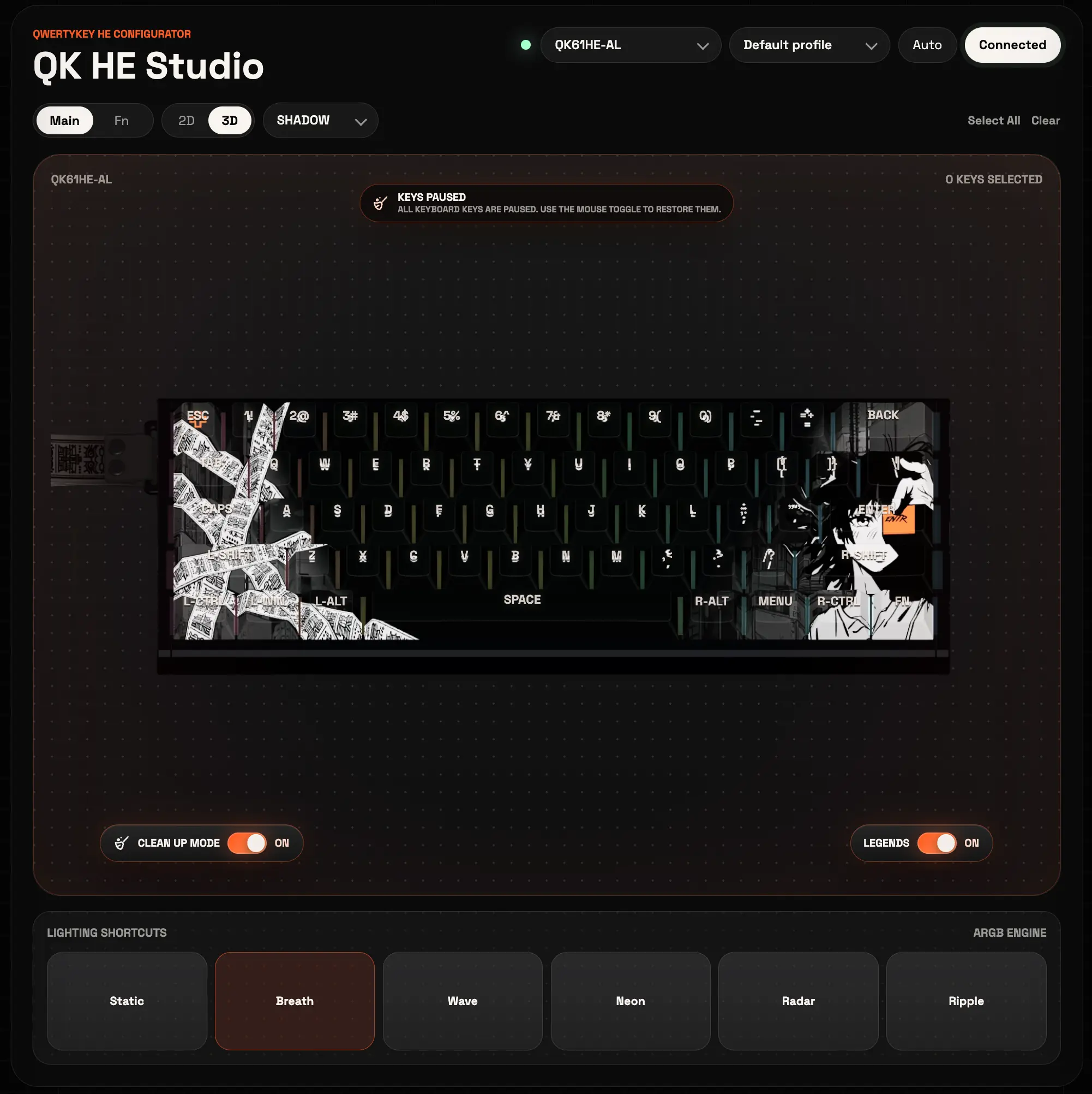 Clean up mode pausing keyboard input inside HE Studio